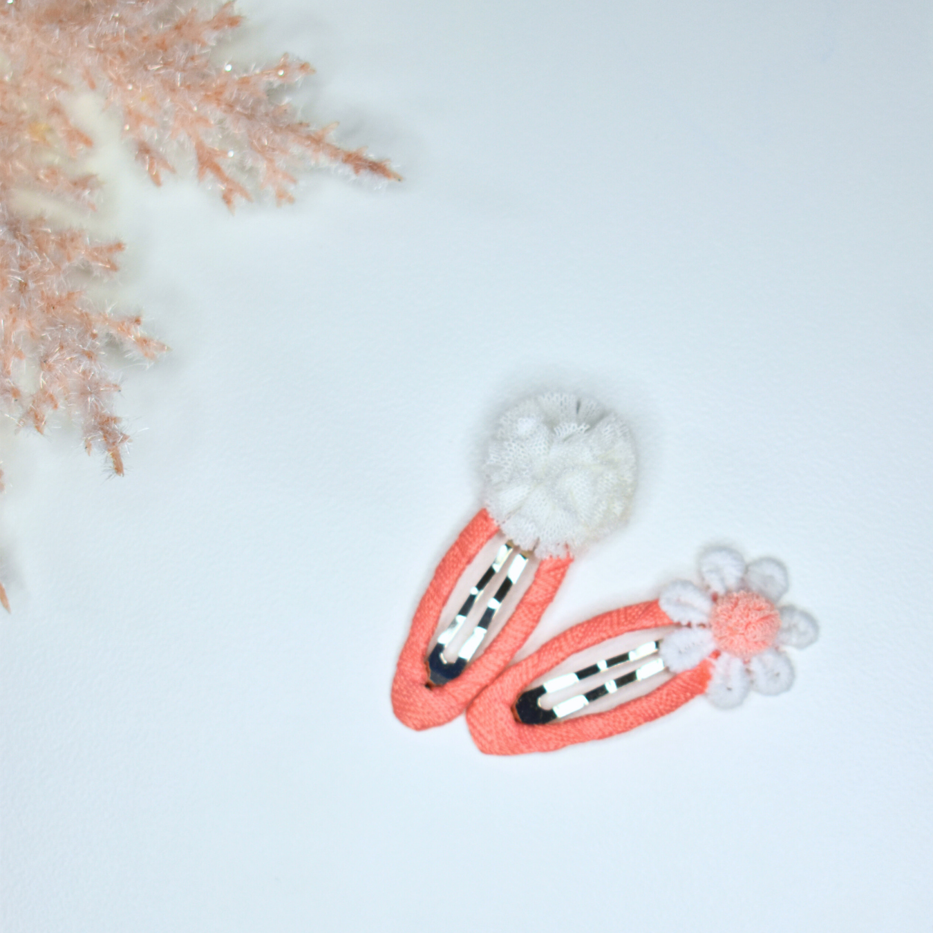 Coral Puff Clips - Set of 2