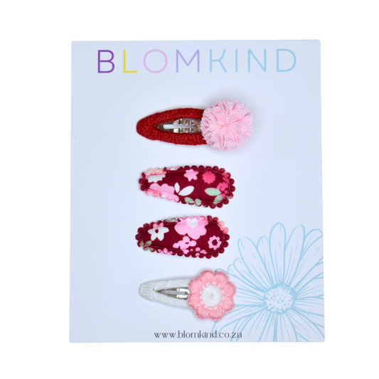 Small Berry Puff Clips  - Set of 4