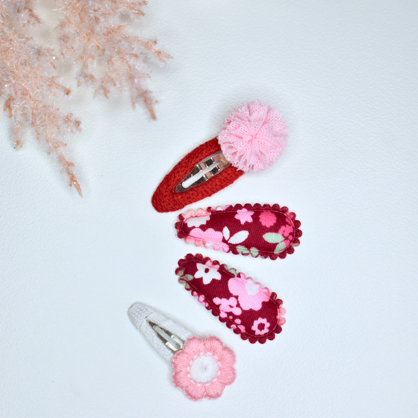 Small Berry Puff Clips  - Set of 4