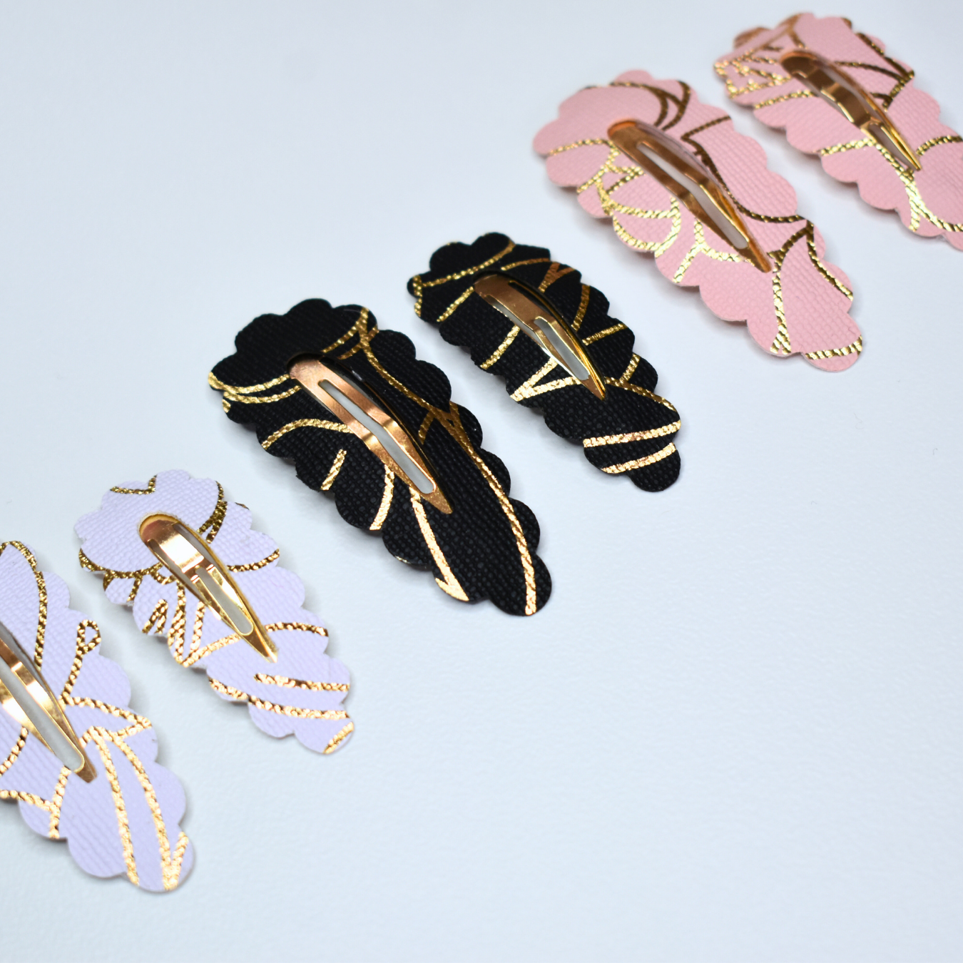 Midnight & Peach Luxe Large & Small Clips- Set of 6