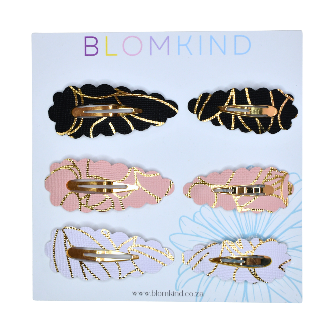 Midnight & Peach Luxe Large & Small Clips- Set of 6