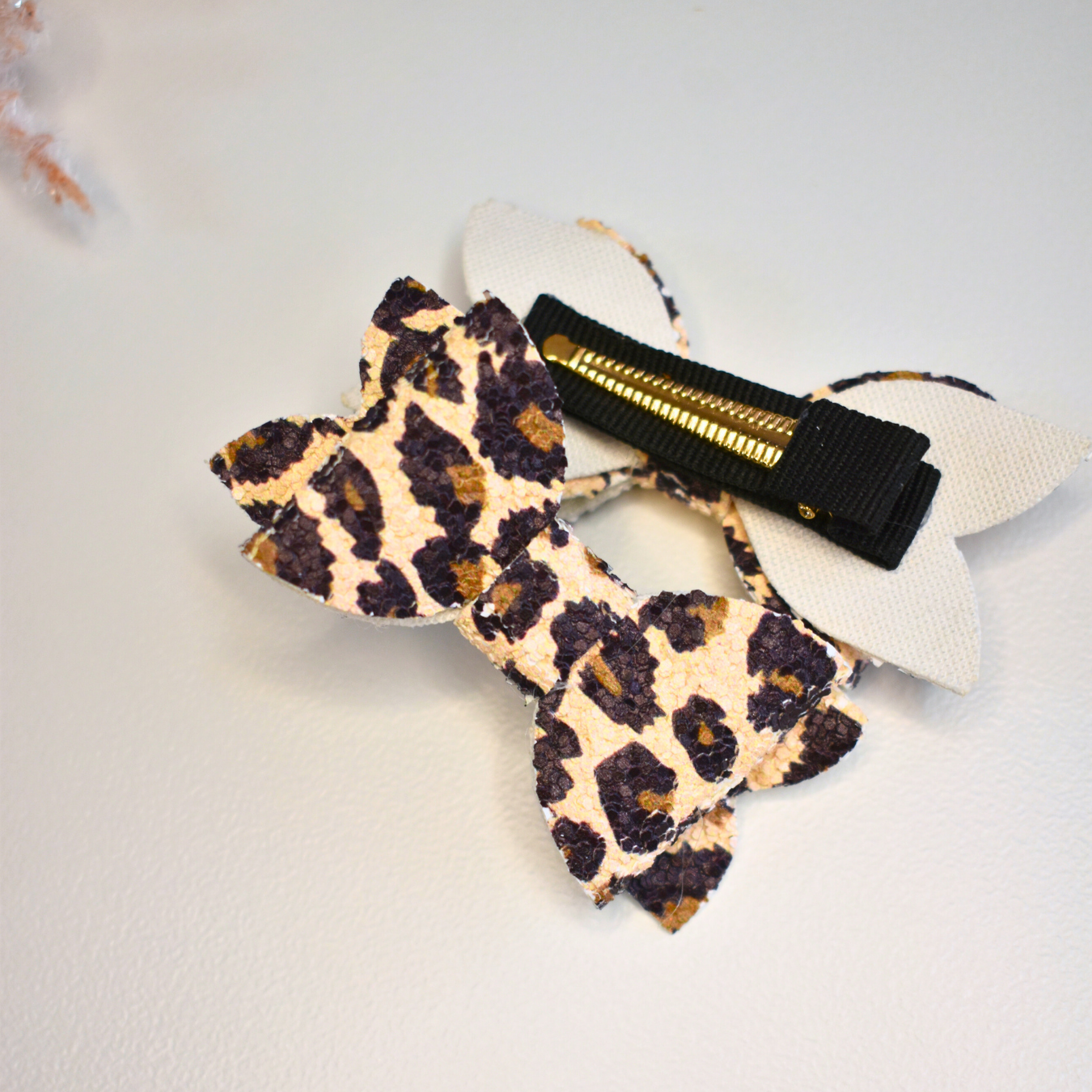 Leopard Chunky Bow set of 2