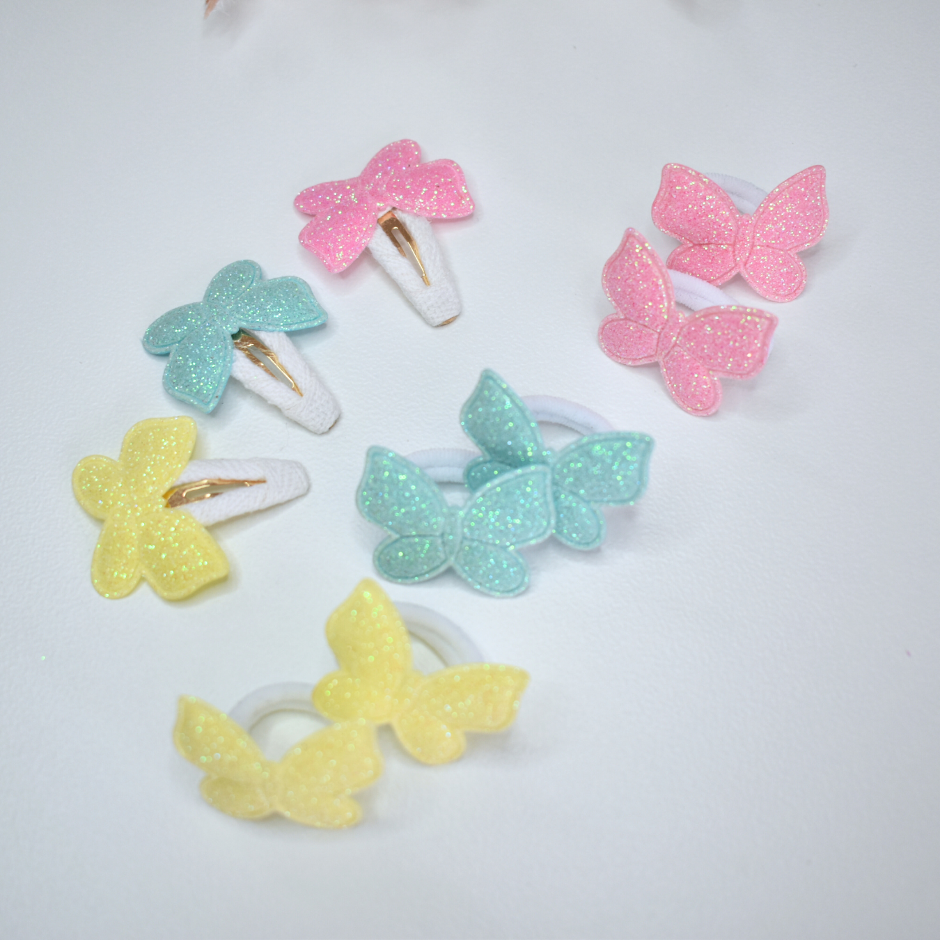 Baby Butterfly Shimmers Clips & Hair ties  - Set of 9