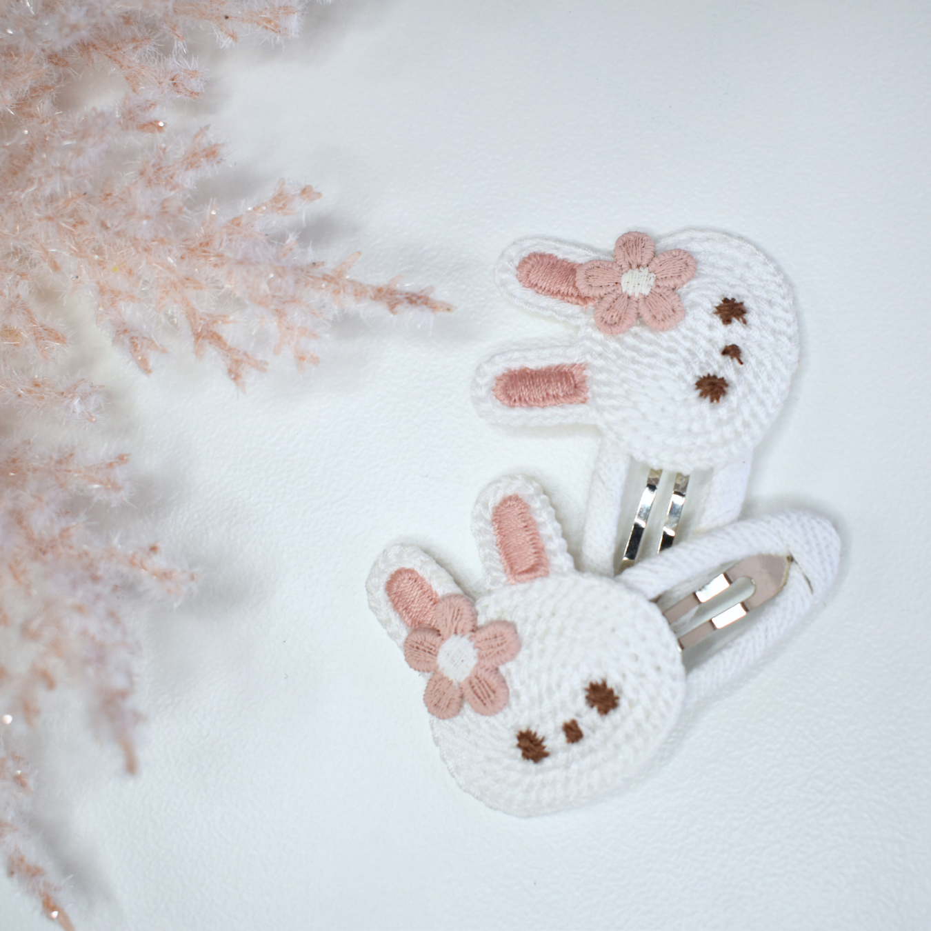 Snow White Bunny Clips  - Set of 2