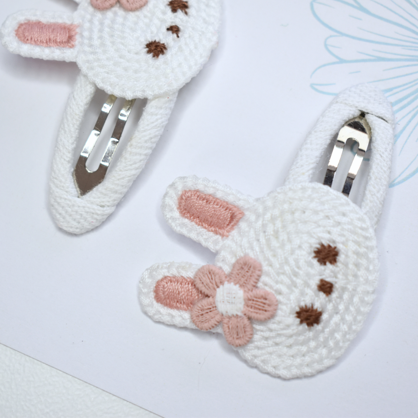 Snow White Bunny Clips  - Set of 2