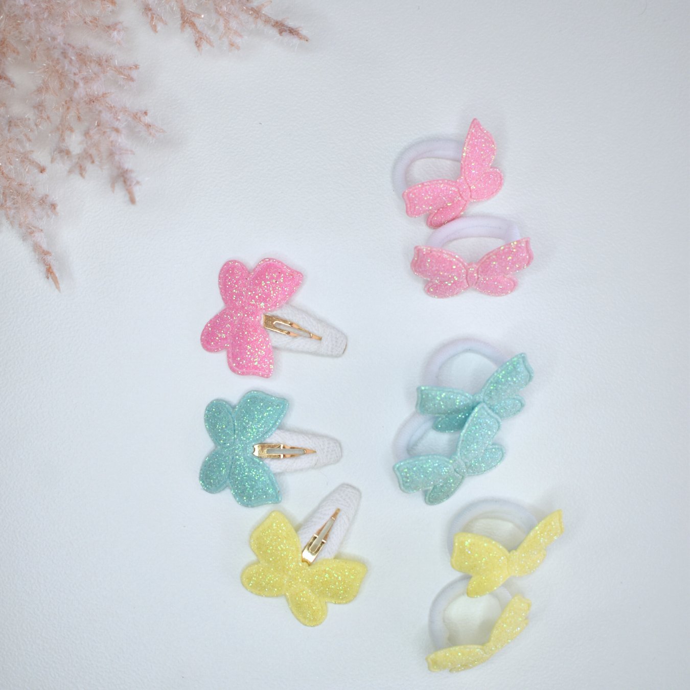 Baby Butterfly Shimmers Clips & Hair ties  - Set of 9