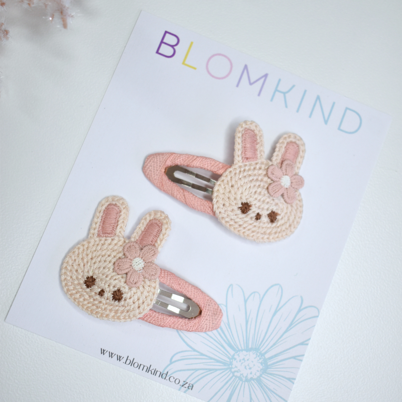 Blush-Mauve Bunny Clips  - Set of 2
