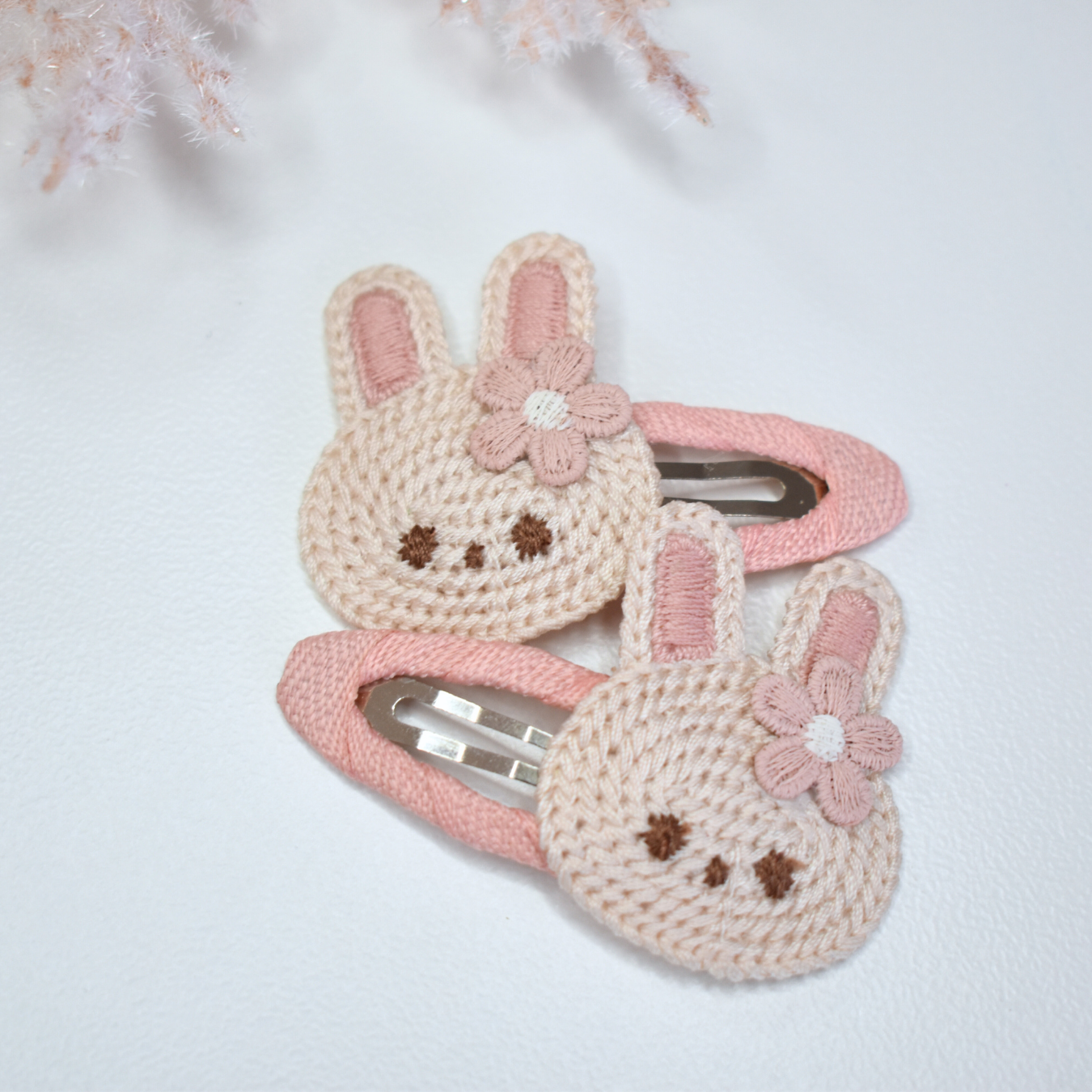 Blush-Mauve Bunny Clips  - Set of 2