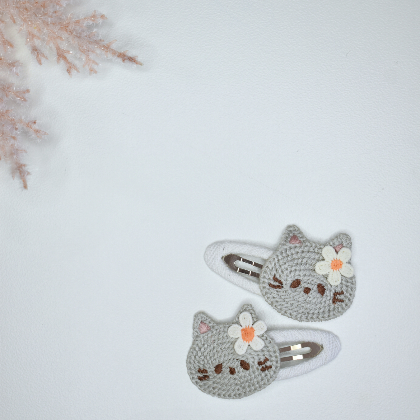 Purrfect White Kitty Clips  - Set of 2