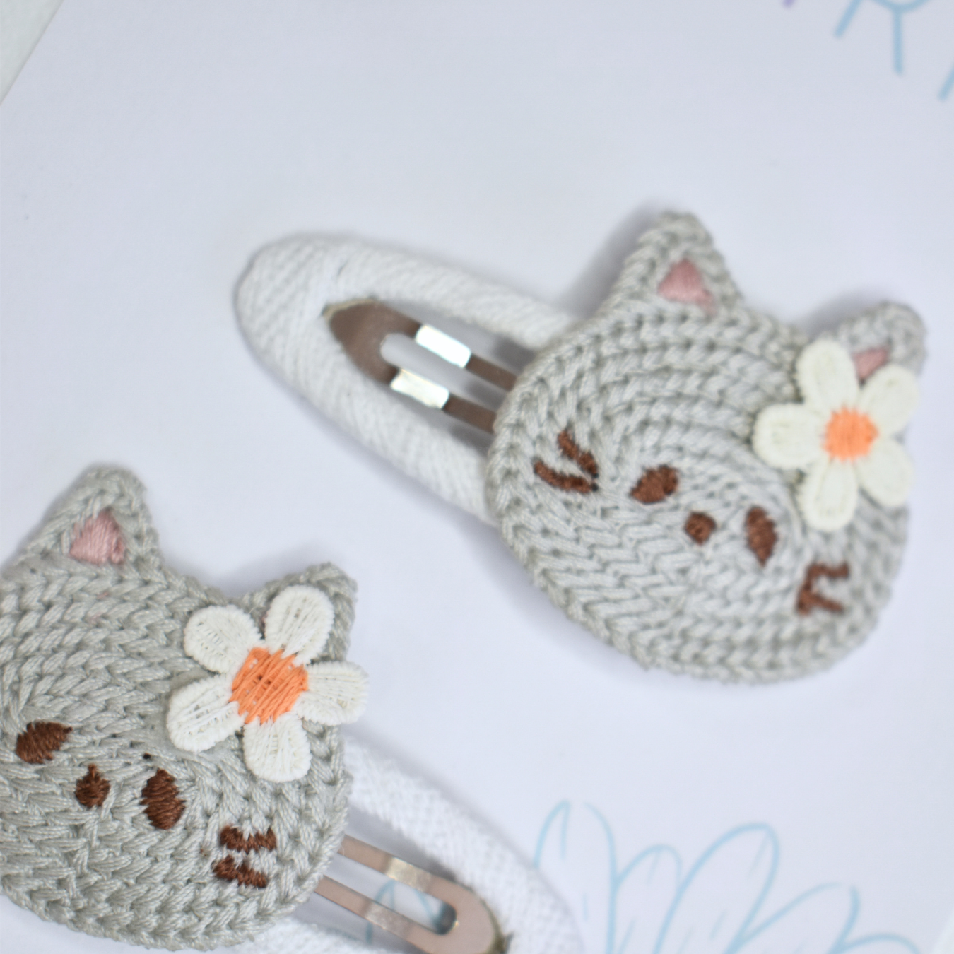 Purrfect White Kitty Clips  - Set of 2