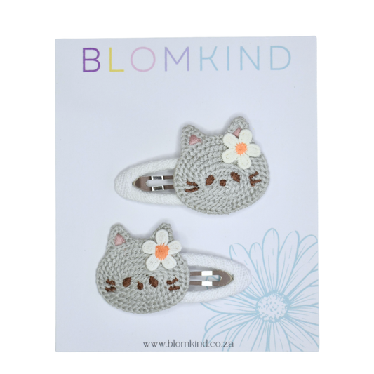 Purrfect White Kitty Clips  - Set of 2