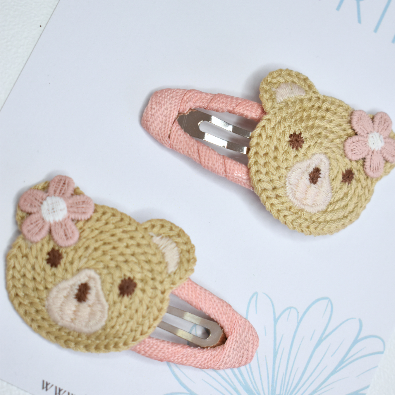 Sweet Mauve Bear Clips  - Set of 2