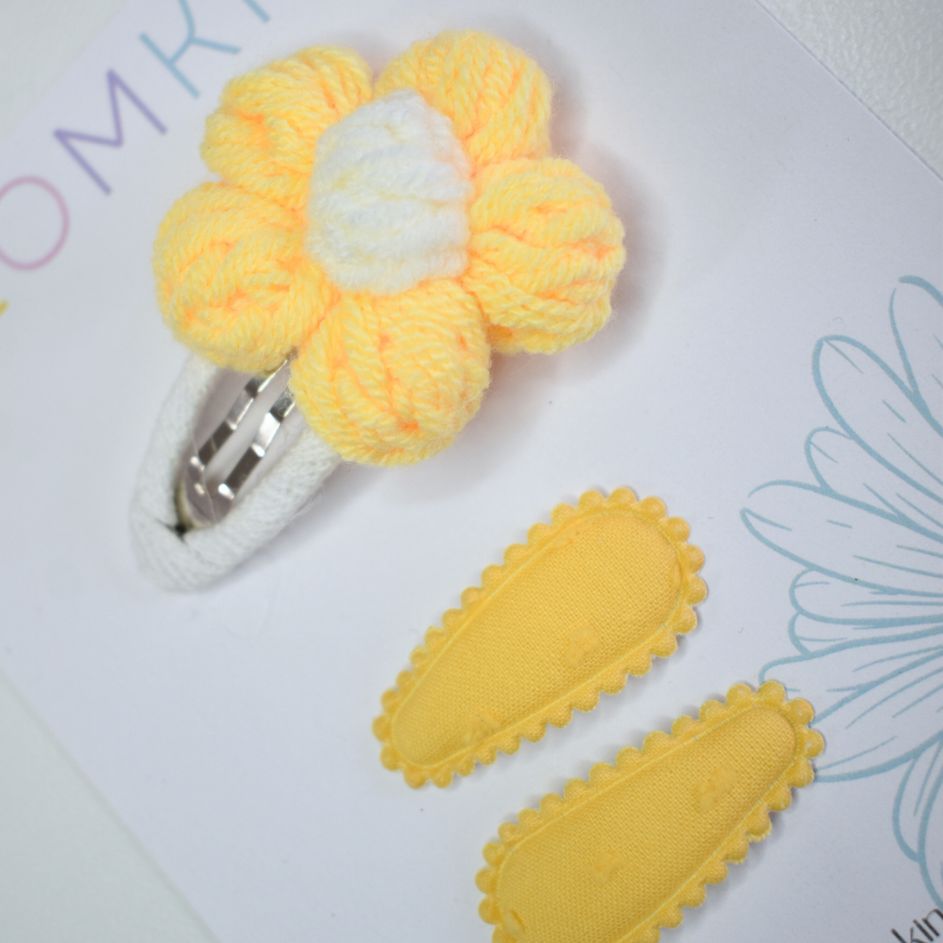 Crochet Sunny flower & Tiny Clips  - Set of 3