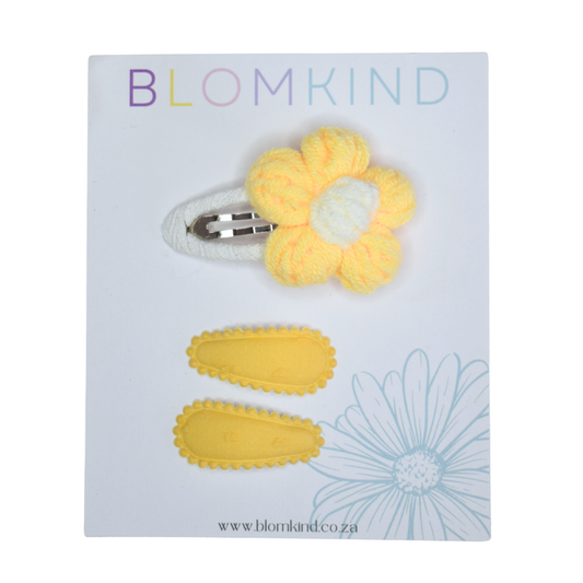 Crochet Sunny flower & Tiny Clips  - Set of 3