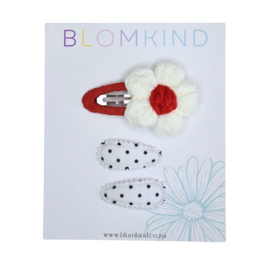 Crochet Red Dot Delight Clips  - Set of 3