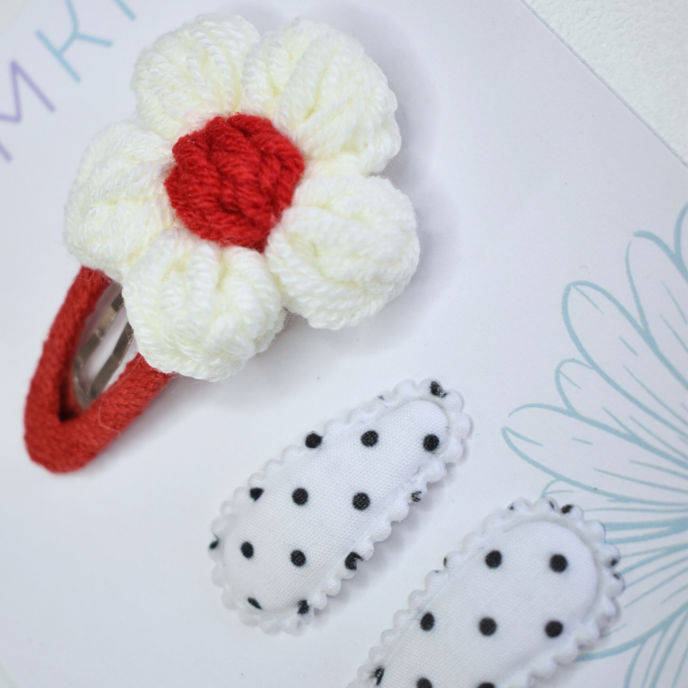 Crochet Red Dot Delight Clips  - Set of 3