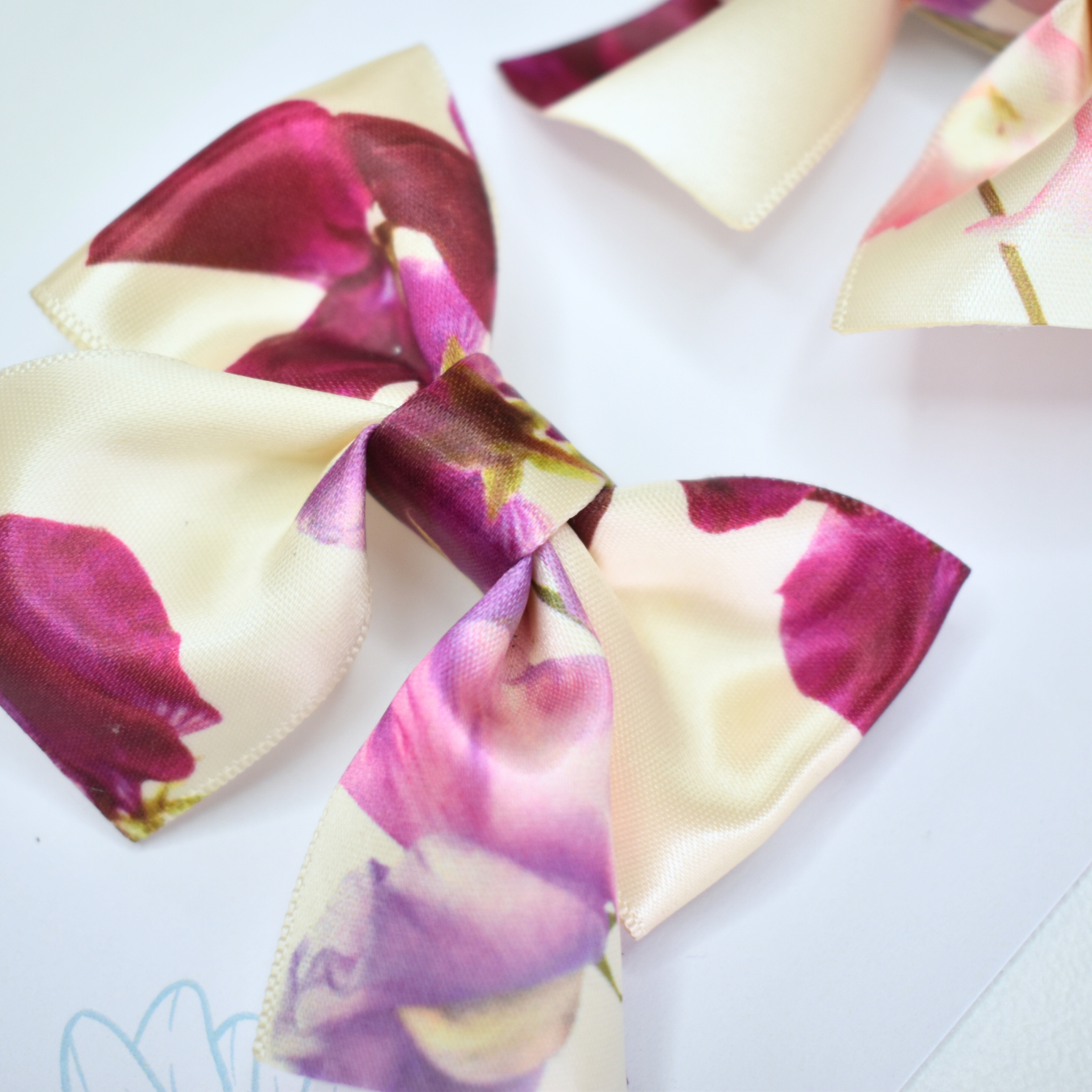 Lilac & Latte Satin Blossoms Clips  - Set of 2