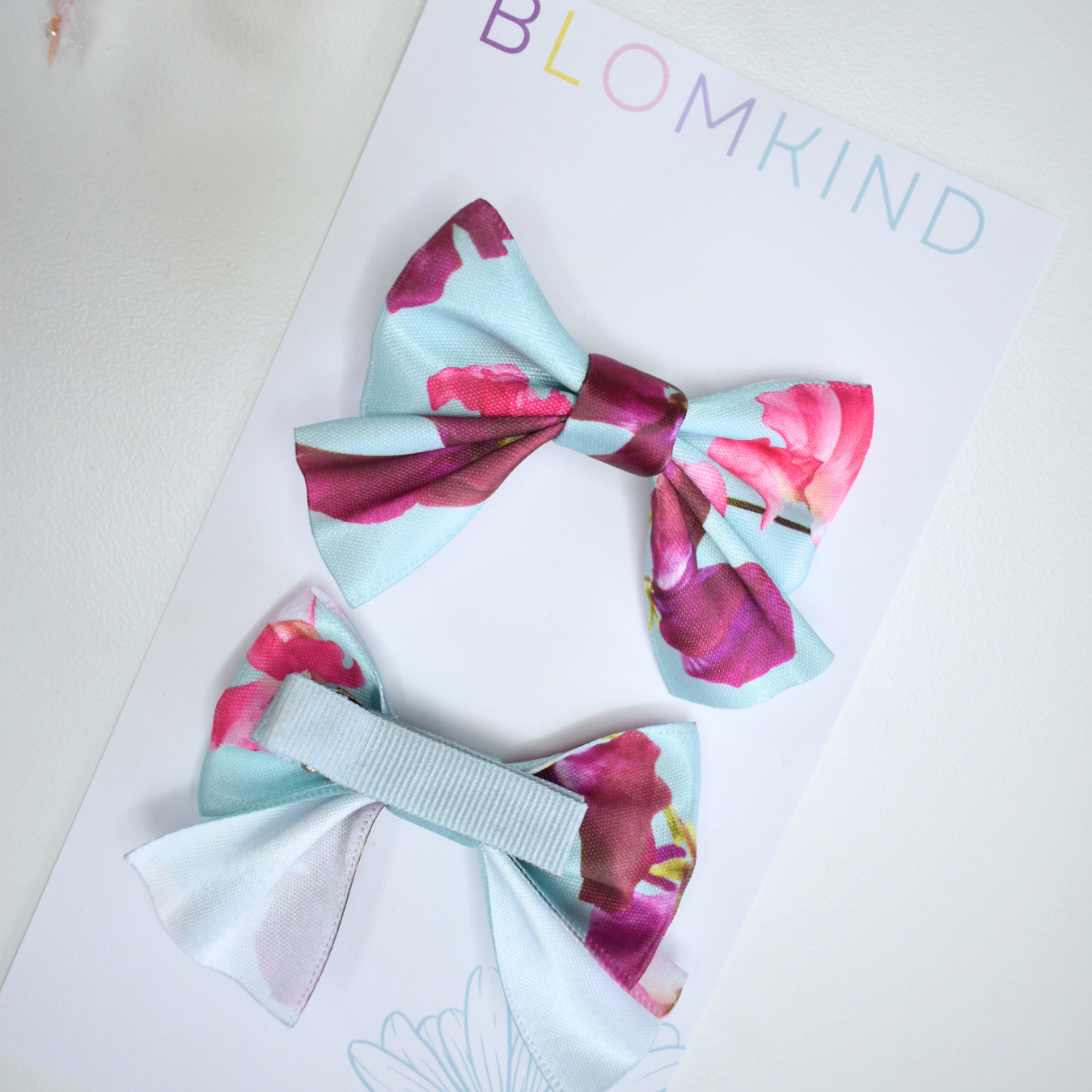 Periwinkle Satin Blossoms Clips  - Set of 2