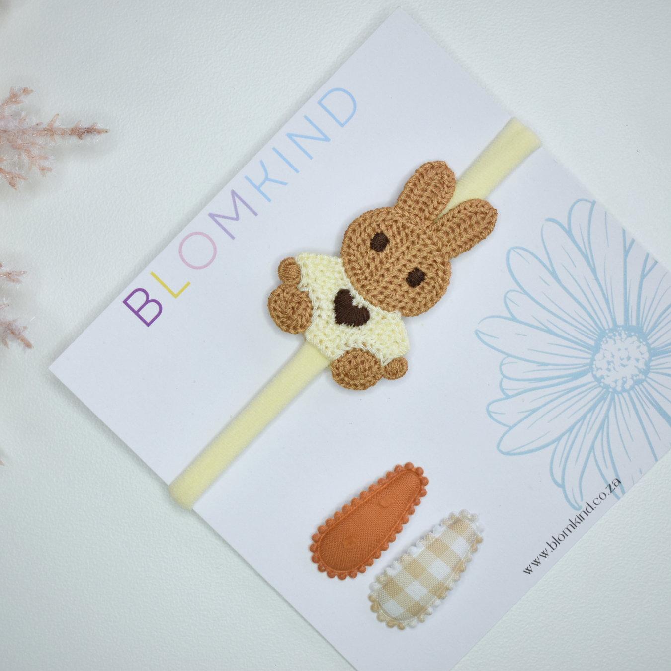 Woodland Toffee Bunny Headband & Clips Set