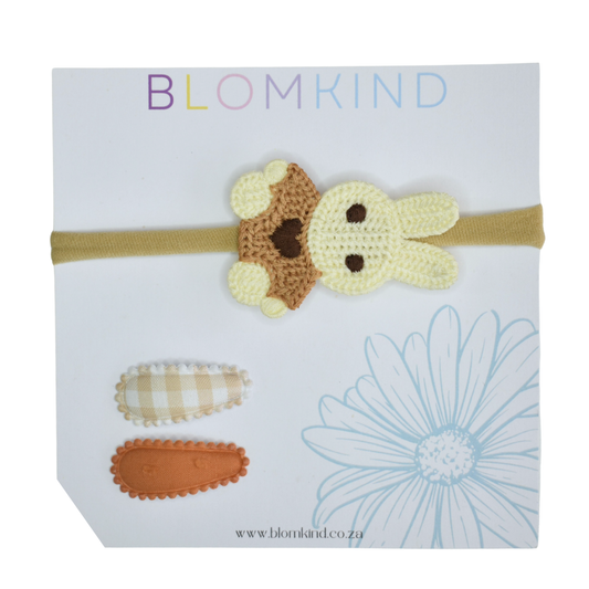 Woodland Late Bunny Headband & Clips Set