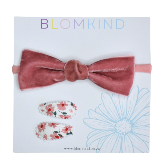 Velvet Rose Headband & Clips Set