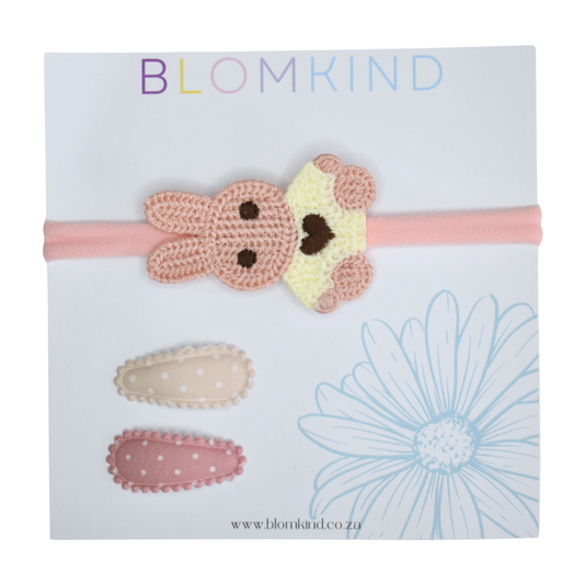 Woodland Meadow Bunny Headband & Clips Set
