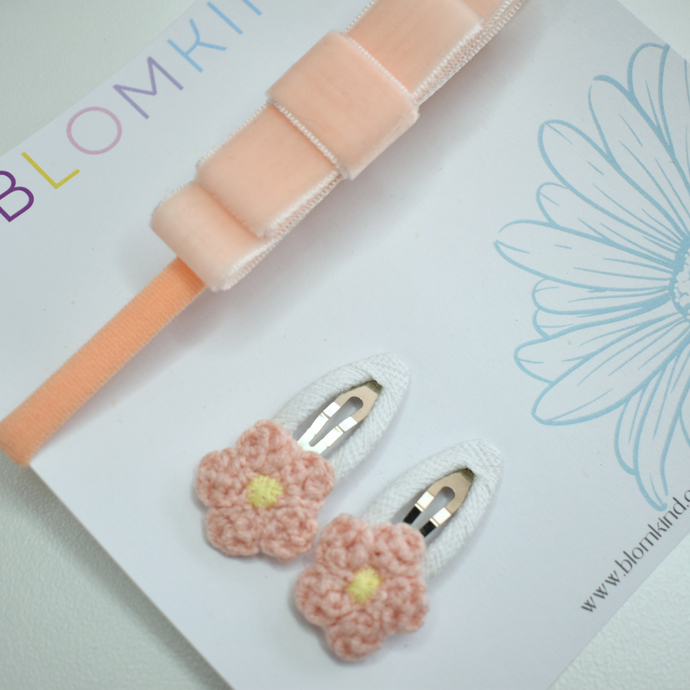 Sweet Peach Petal Headband & Clips Set