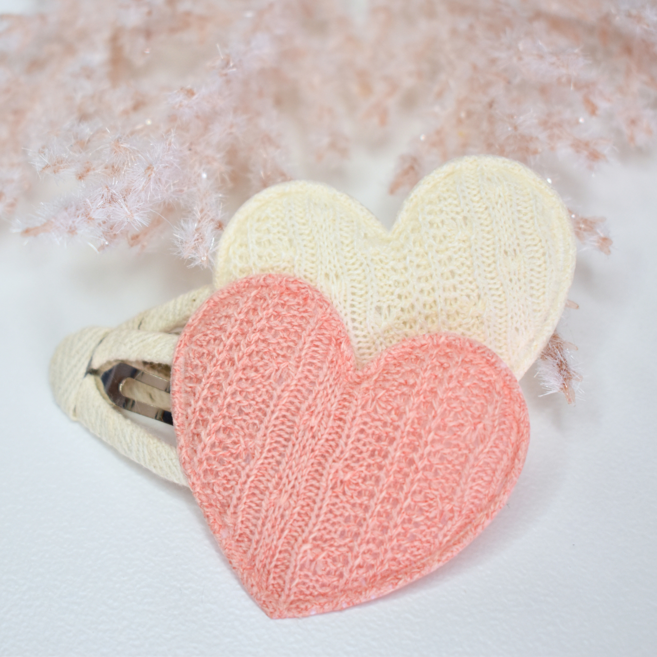 Vintage Blush Heart Clips - Set of 2