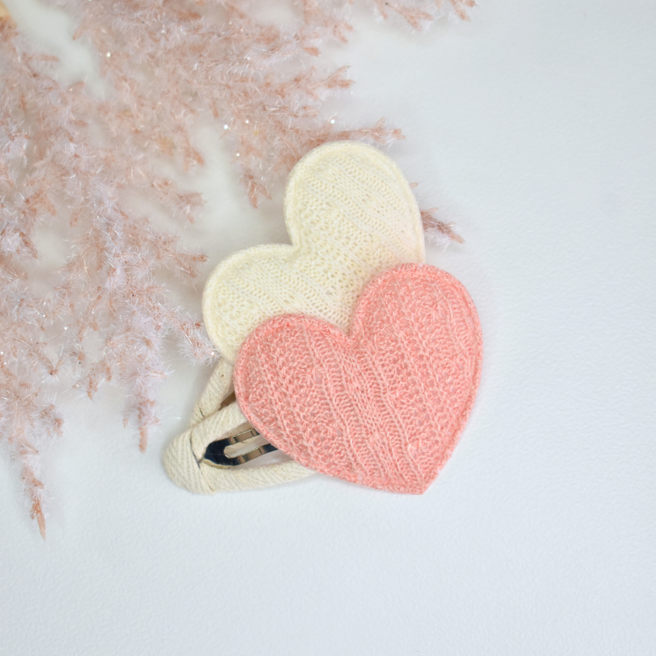 Vintage Blush Heart Clips - Set of 2
