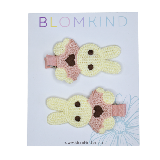 Mauve Bunny Pals Clips  - Set of 2