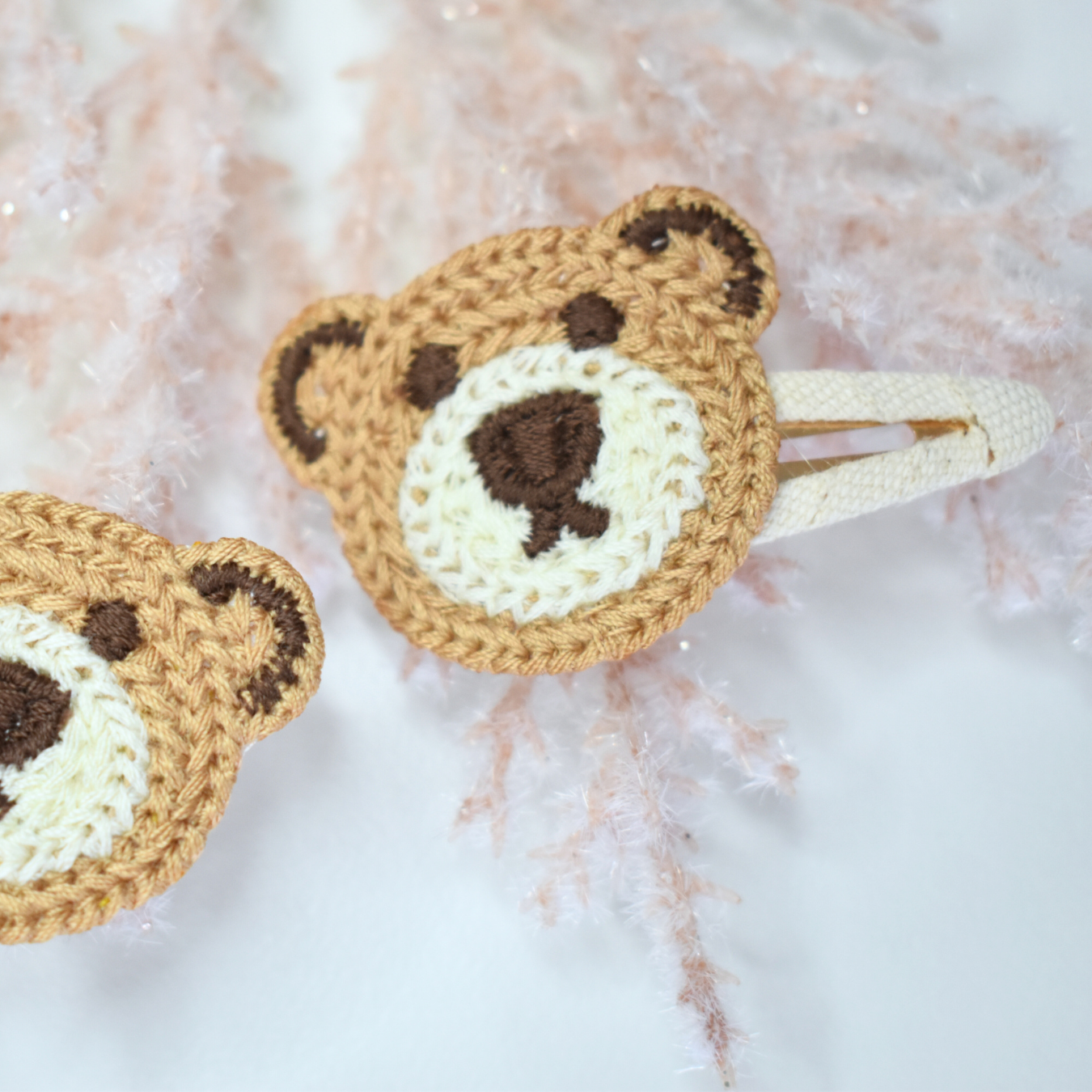 Brown Teddy Bear Clips  - Set of 2