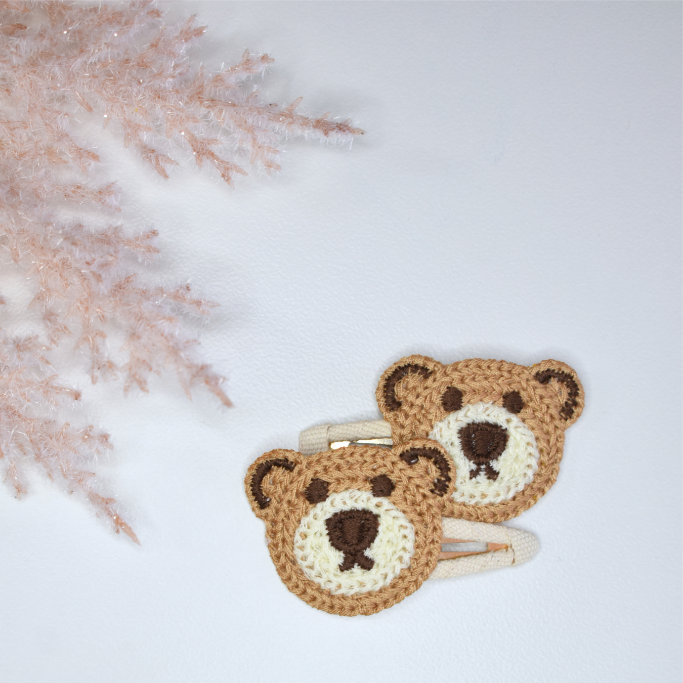 Brown Teddy Bear Clips  - Set of 2