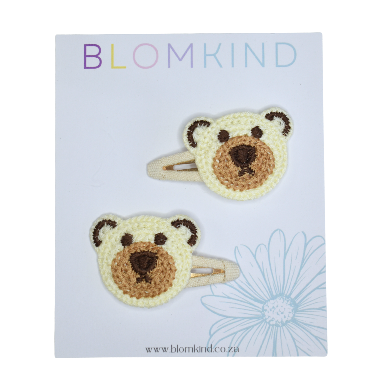 Beige Teddy Bear Clips  - Set of 2