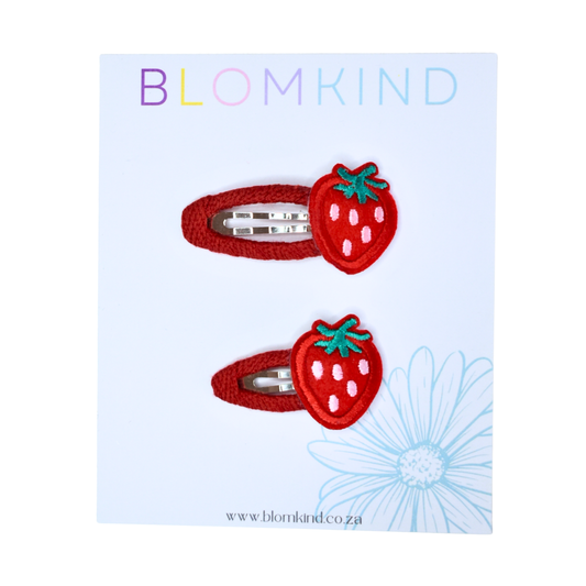 Little & Big Strawberry Red Clips - Set of 2