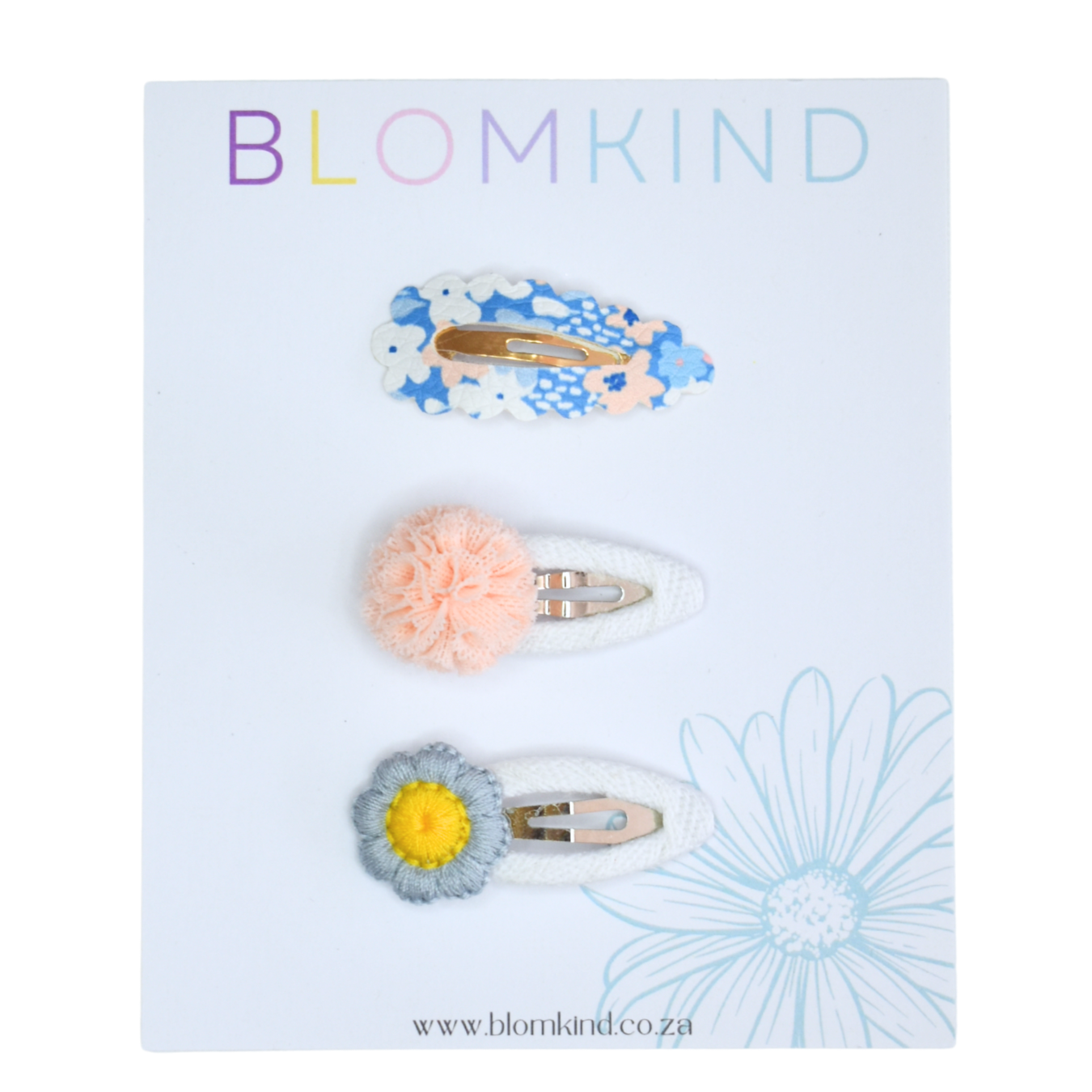 Baby Peachy Blue Clips  - Set of 3