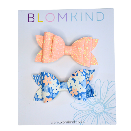 Flower & Peach Bow set of 2