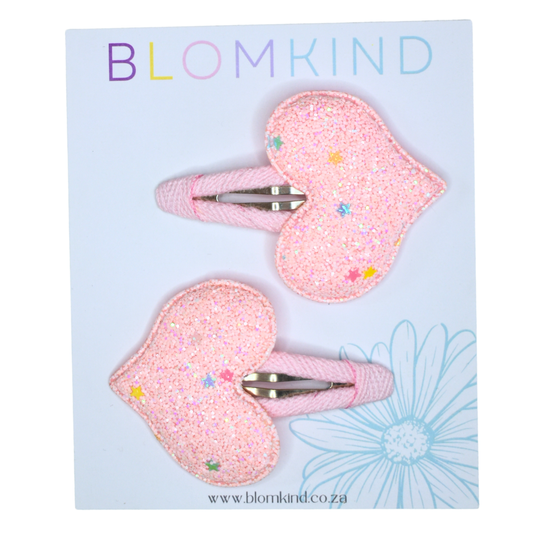 Large Sparkle Heart Clips - Set of 2