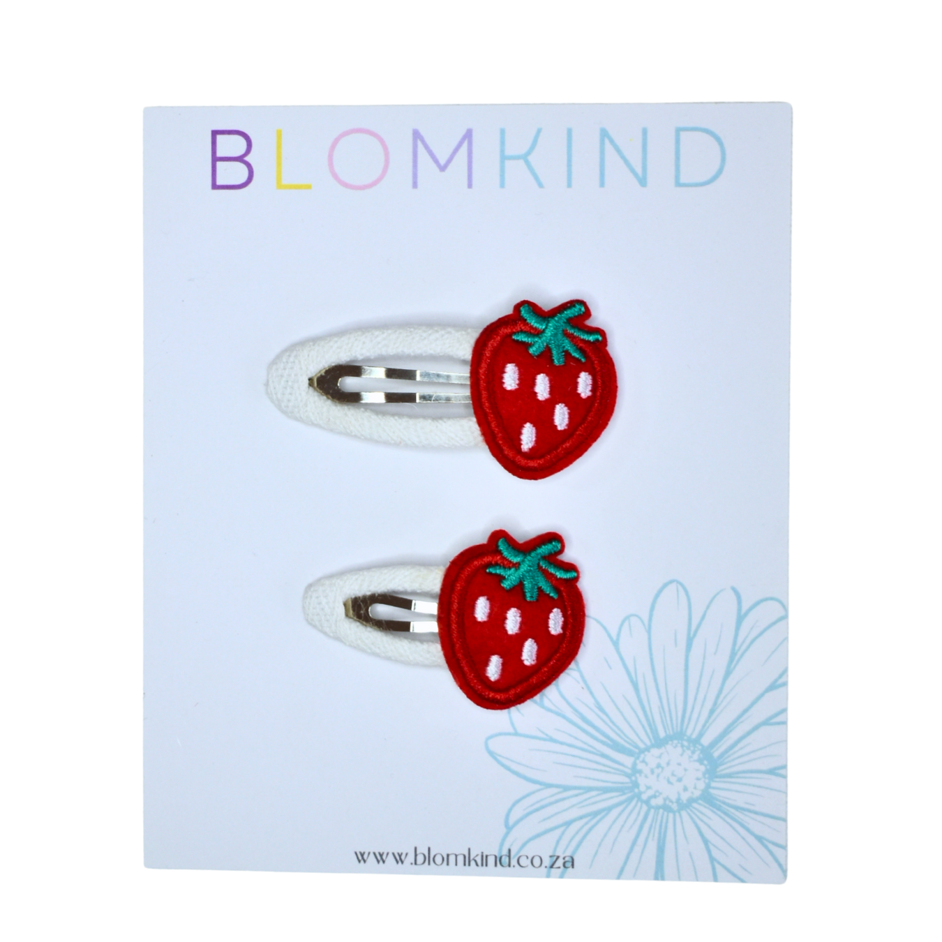 Little & Big Strawberry White Clips - Set of 2