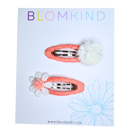 Coral Puff Clips - Set of 2