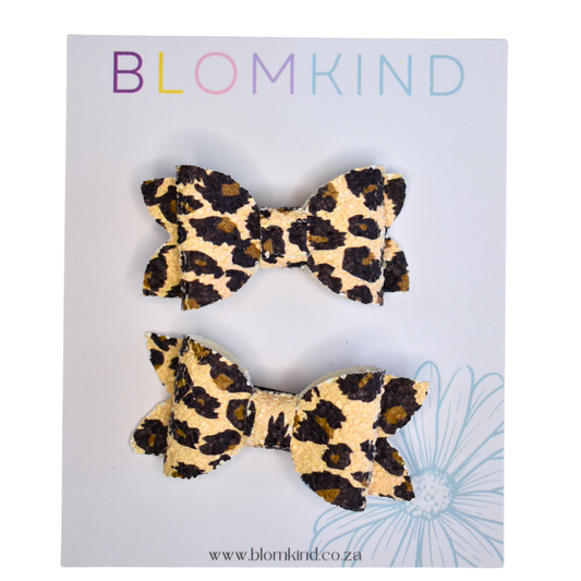 Leopard Chunky Bow set of 2