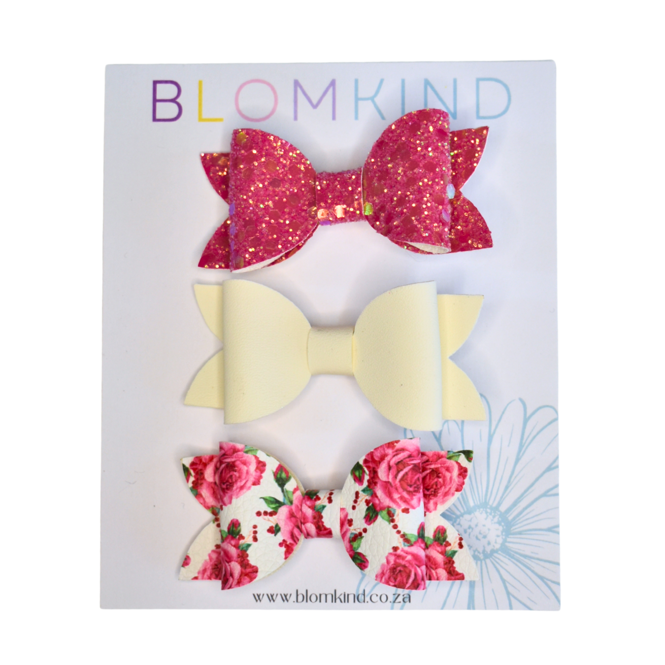Cherry Flower Bow set of 3