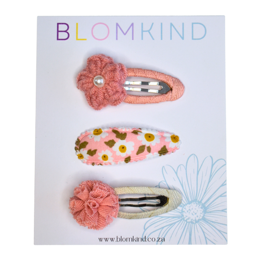 Mauve Petal Clips - Set of 3